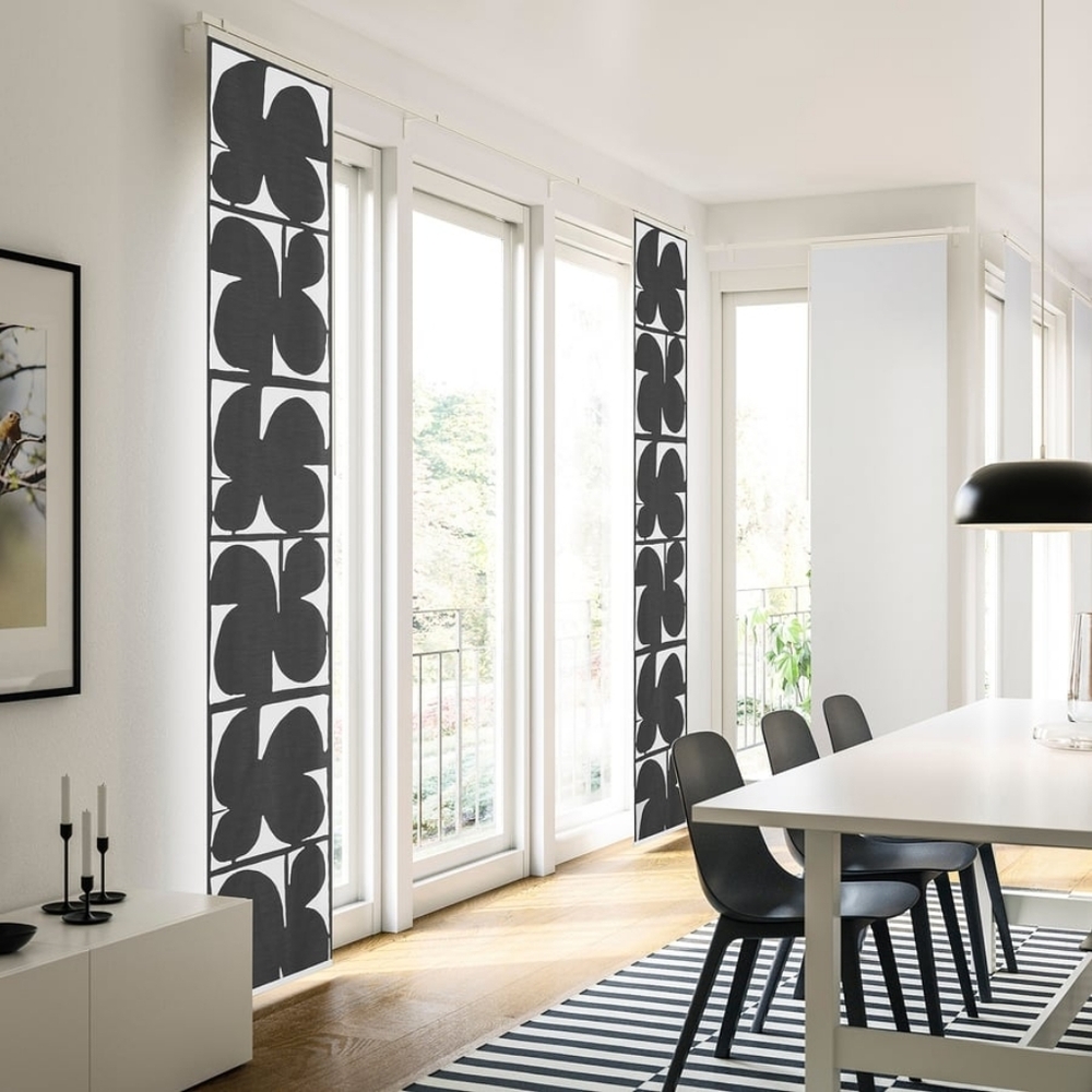 IKEA SMÅSTÄVMAL Panel Curtain, Black/White, 24" x 120", 1 Panel, 705.665.75